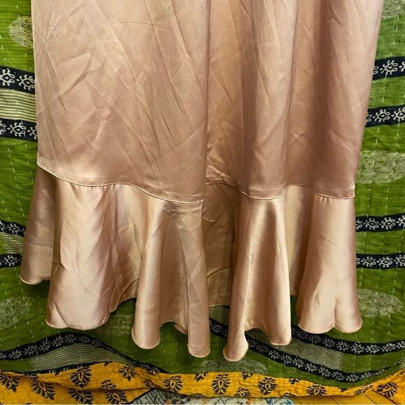 Show Me Your Mumu Rose Gold Samantha Ruffle Wrap Dress Size Medium MISSING SASH - Picture 10 of 16